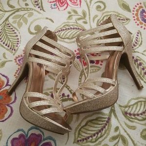 Champagne glitter heels